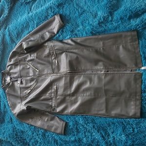 Leather-look full-length coat